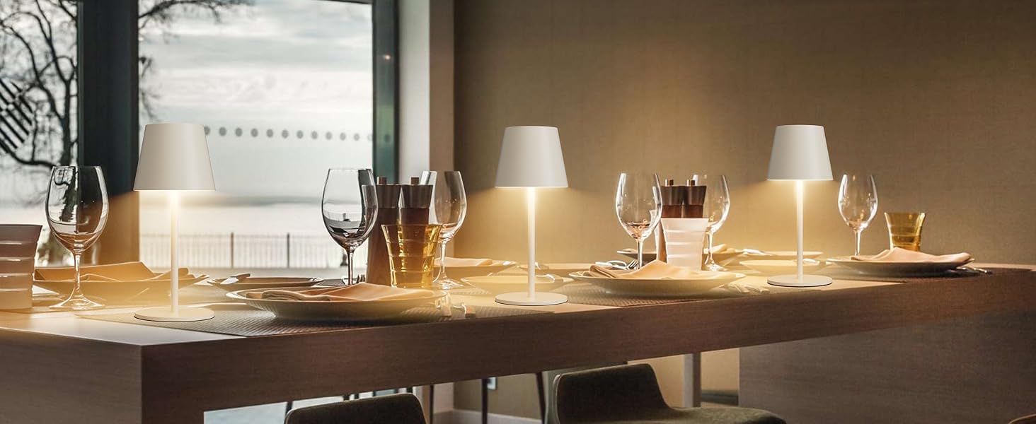 Лампа настільна LED акумуляторна Lundwa 26 см, 5000 mAh, IP54, 3W, 3000K, для кемпінгу, ресторану, спальні, бару (1 шт.)