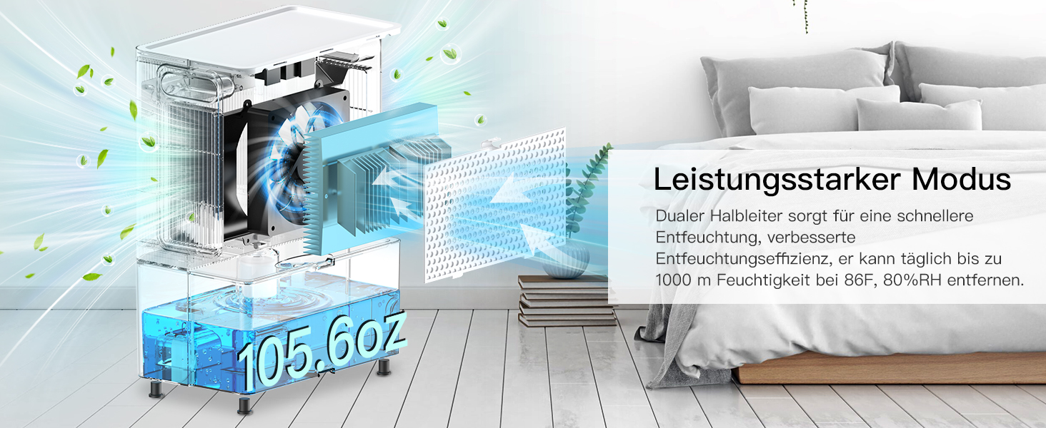 Електричний осушувач повітря Airtok 3000 мл, для спальні та підвалу, з таймером та автоматичним відключенням, 7 кольорів підсвічування