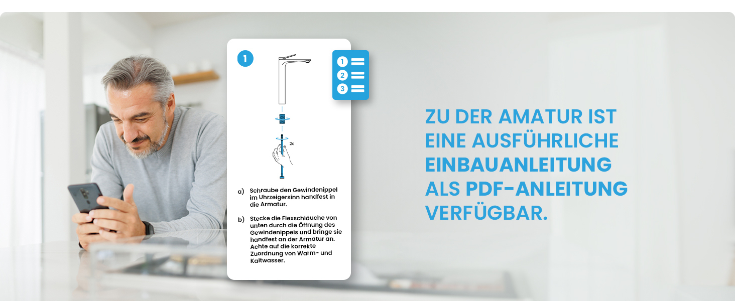 Чорний матовий змішувач для умивальника Bächlein Aldeya - набір для монтажу, сучасний дизайн