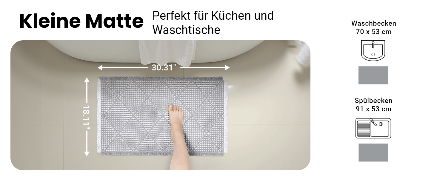 Набір килимків для ванної кімнати 2 шт. Boho стиль, сірий колір, 51x120 см + 46x77 см, нековзкі, для ванної та пральні