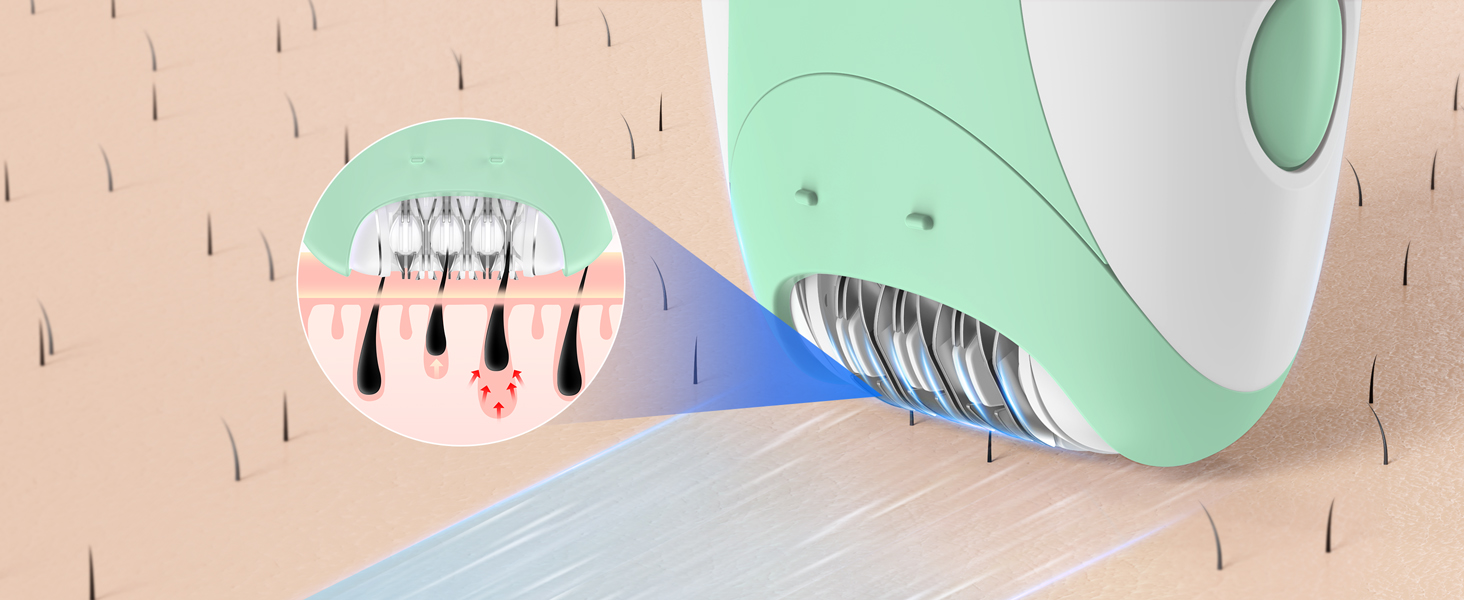 Електричний епілятор для жінок HR110 з 21 пінцетом та LED-підсвіткою, бездротовий пристрій для видалення волосся на ногах та руках, 2 швидкості, світло-зелений