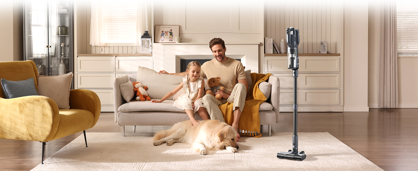 MIUZZY Бездротовий пилосос 6-в-1: потужний, легкий, з тривалістю роботи 50 хв, чорний