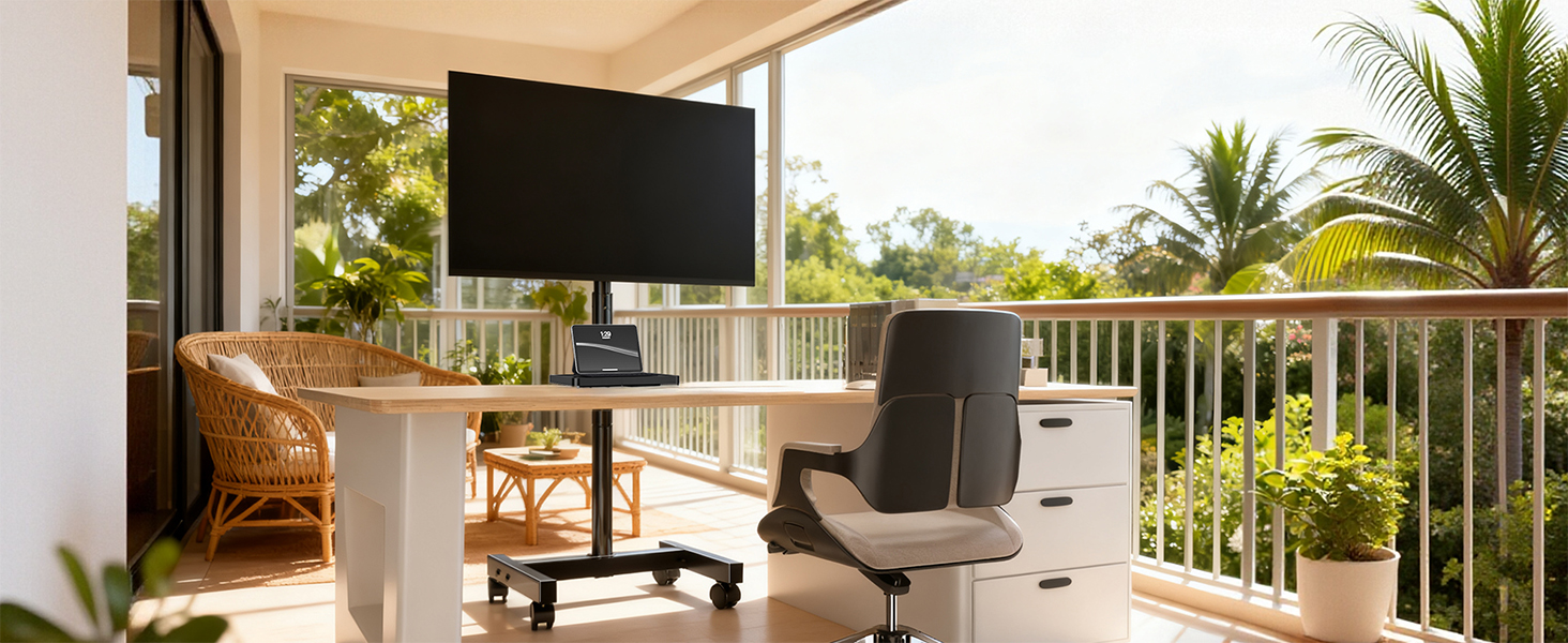 Підставка для телевізора Hemudu з колесами 23-60 дюймів, VESA 400x400 мм, до 35 кг, регульована висота