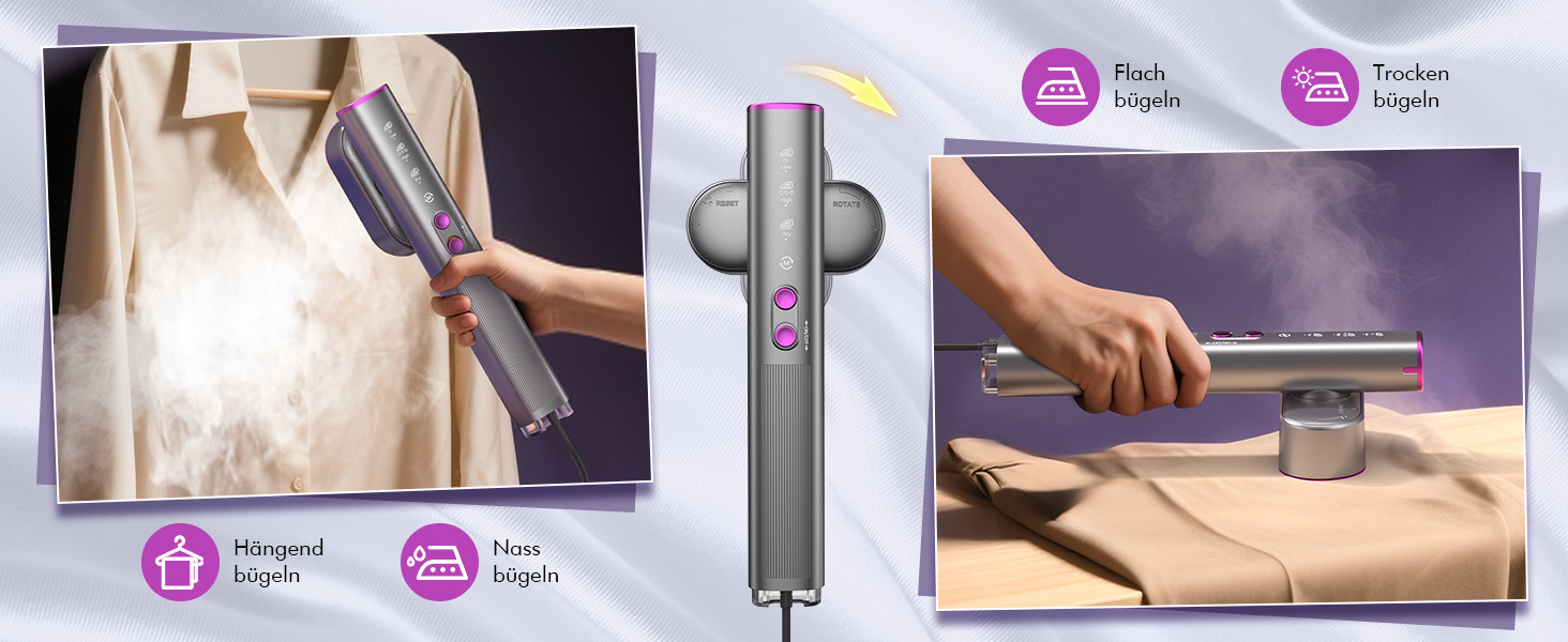 Портативний паровий випрямляч для одягу Stunden - 2 в 1 (праска + випрямляч), 1000 Вт, 110-240V, для подорожей та дому