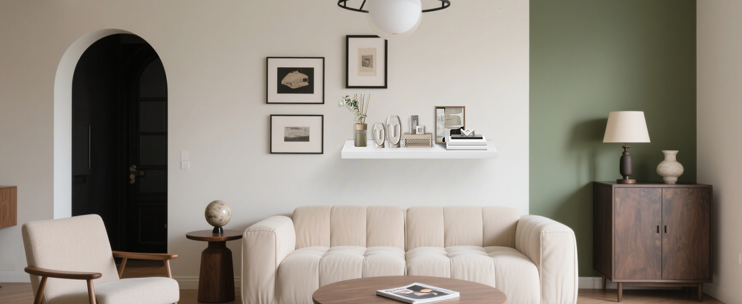 Набір настінних полиць 4 шт. білі, MDF, 40x14x3 см - для книг, декору, настінні стелажі