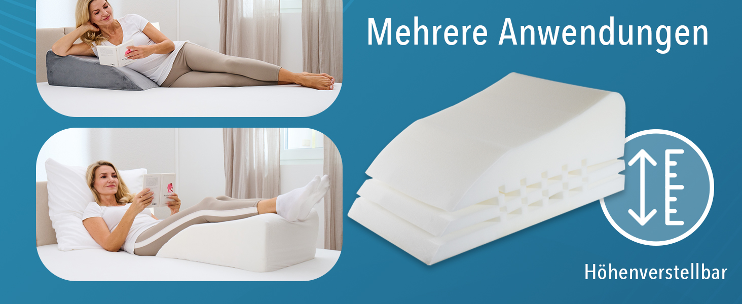 Ортопедична подушка для ніг Blumtal - регульована висота, проти набряків ніг, для дорослих, знімний чохол, білий/сірий