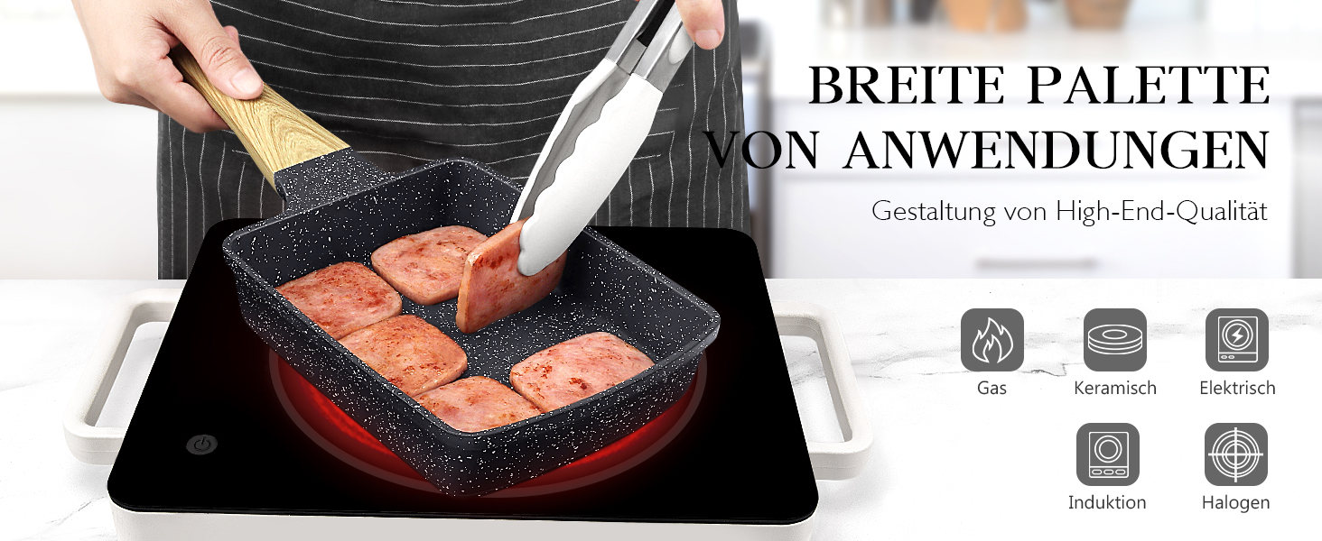 Пан для приготування тамагоякі (японського омлету) GiPP, 18x13 см, з гранітно-антипригарним покриттям, без PFOA/PFOS, сірий