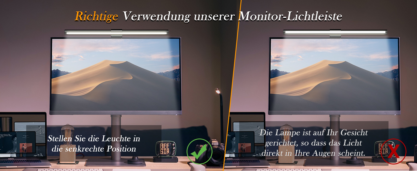 LED лампа для монітора з USB та сенсорним керуванням, захист від синього світла, регулювання яскравості та кольорової температури, настільна лампа для комп'ютера