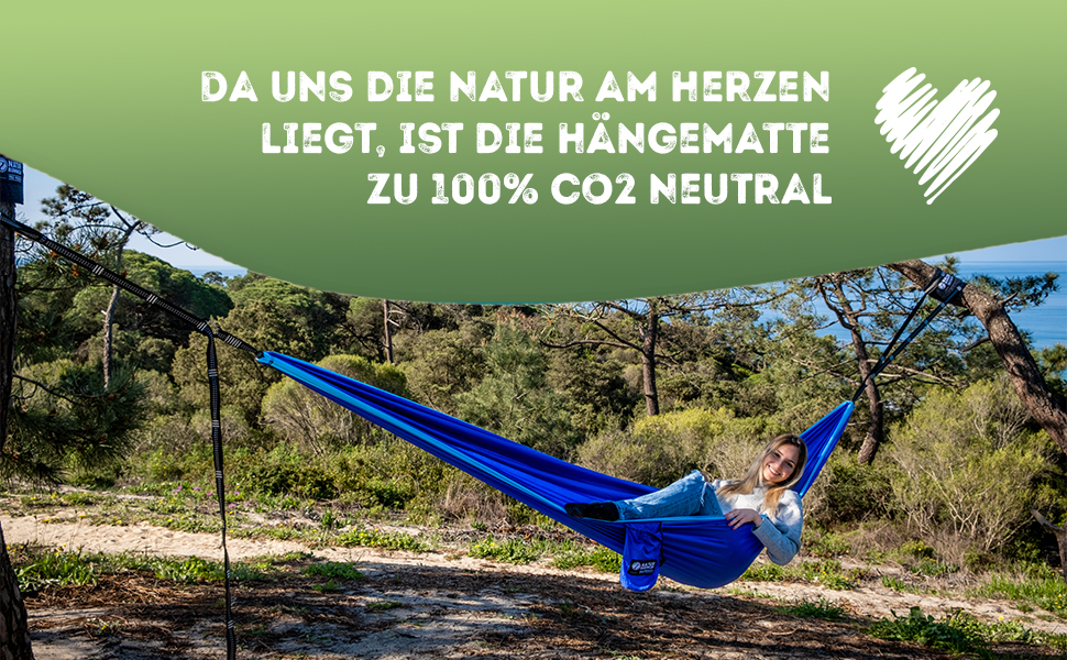 Гамак Naturbummler Outdoor 300 x 170 см CO2-нейтральний і сертифікований TV із захисним килимком для дерев двошаровий парашутний шовк до 2 осіб вантажопідйомністю 300 кг (морський блакитний)