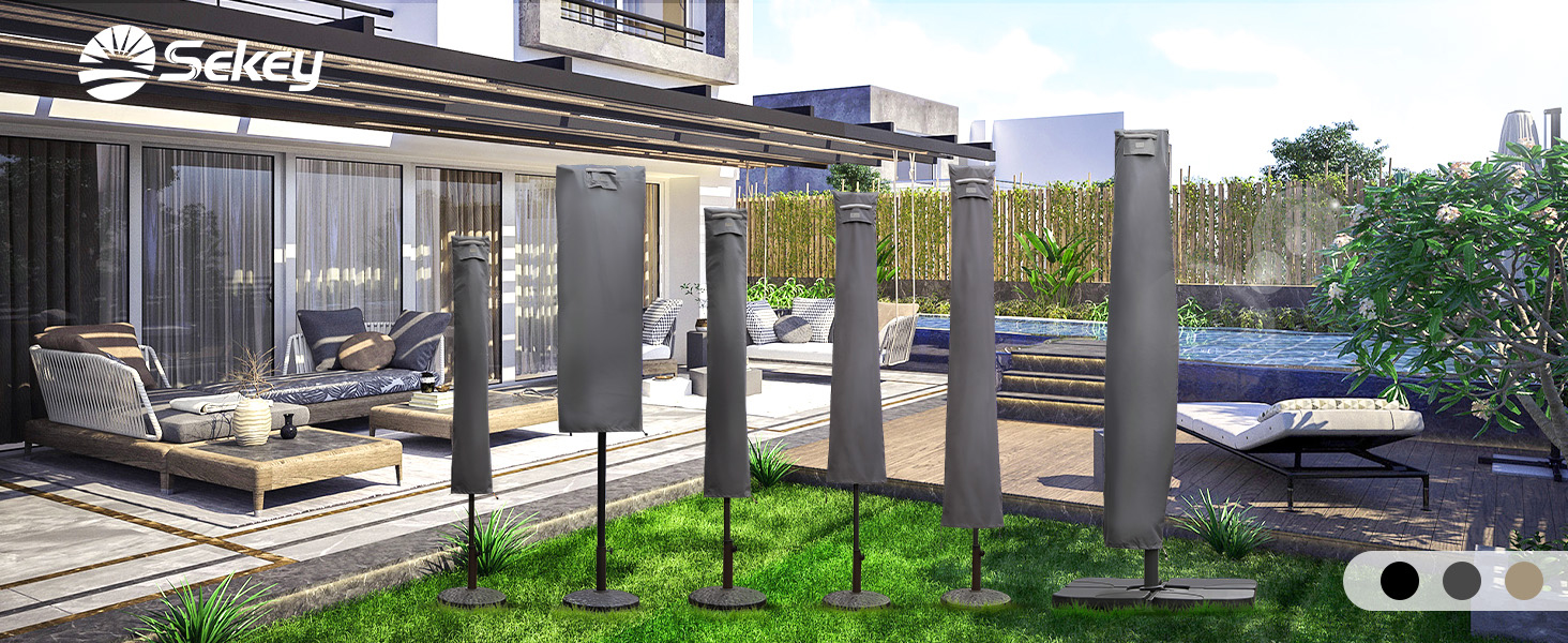 Захисний чохол для парасольки від сонця, сірий (220 x 30/50 см)