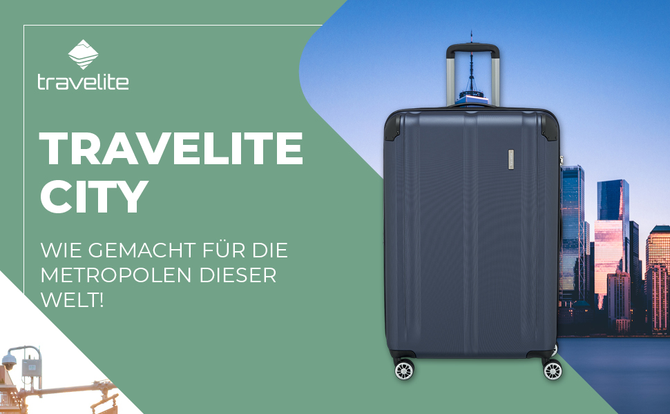 Набір валіз Travelite 3 шт. з жорстким корпусом (L/M/S), 4 колеса, City, валіза ручної поклажі S, валізи-ролери з антицарапинним покриттям, TSA замок + розширюваний клапан (окрім розміру S), Набір валіз-ролерів (L/M/S) Marine