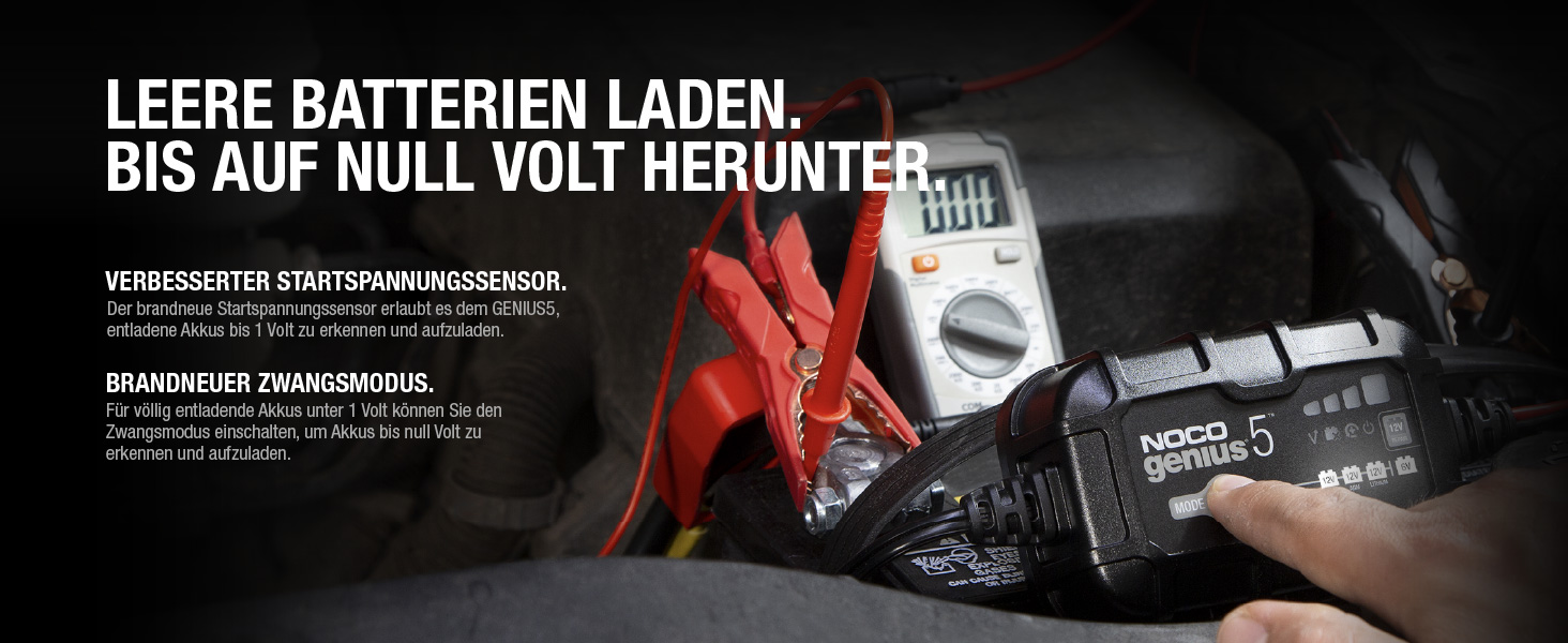 NOCO Genius 5: Інтелектуальне зарядне пристрій для акумуляторів 5A 6V/12V – Автоматичний зарядний пристрій, десульфатор з захистом від перезаряду та температурною компенсацією – Для свинцево-кислотних та літієвих акумуляторів