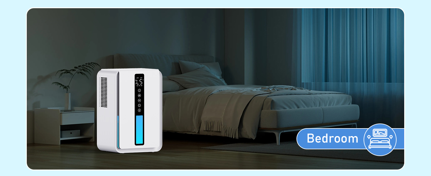 Електричний осушувач повітря 2500 мл, 3 швидкості, 2 режими, таймер 48 год, авто-стоп, захист від замерзання, для спальні та ванної кімнати