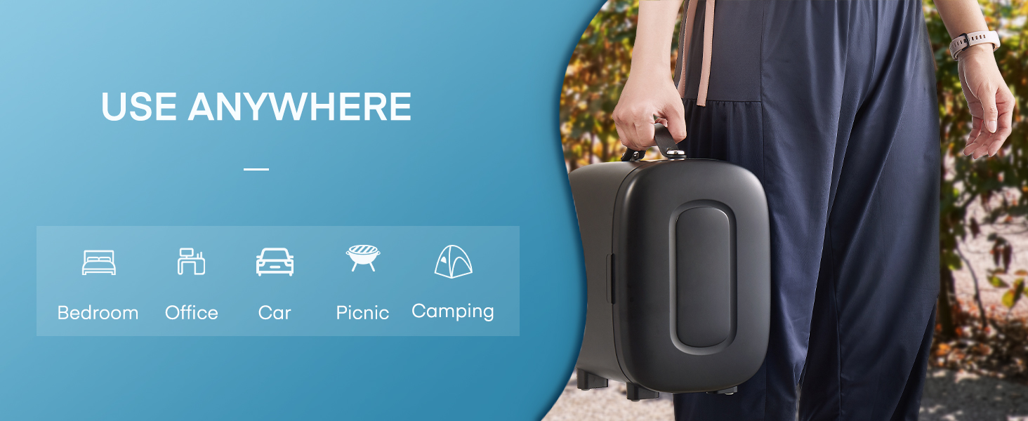 Міні холодильник FOHERE 5 літрів / 6 банок, USB живлення, 220V AC/12V DC, для напоїв та косметики, білий (чорний)