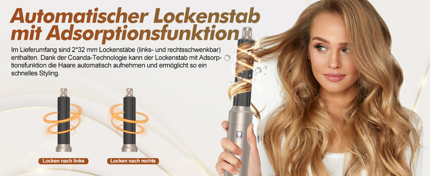 Airstyler 6 в 1 Gold 1000W: Фен-щітка, плойка, випрямляч для волосся – професійний набір для укладки