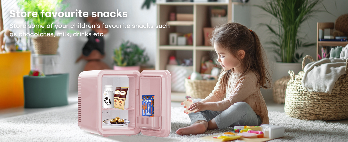 Mini холодильник Enventor 10L: для кімнати, авто, офісу. Кулер/підігрів, 12V/220V, тихий, рожевий