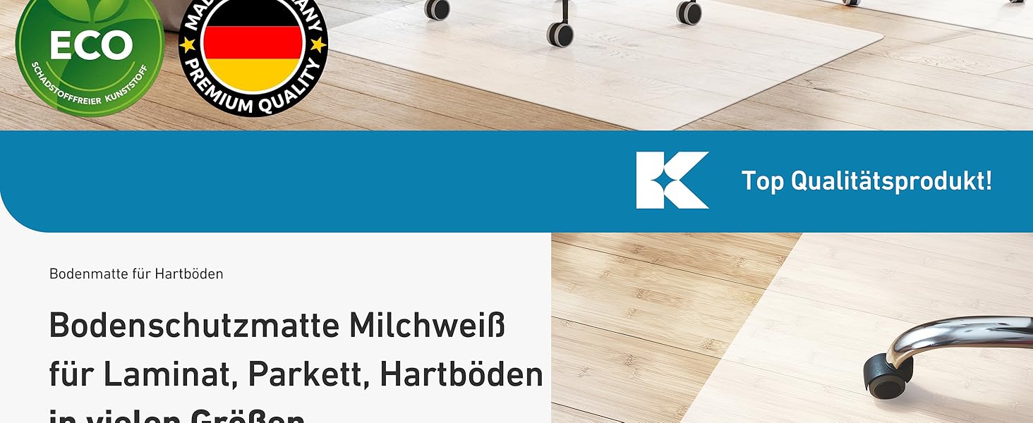 Захисна килимок KARAT для твердих підлог - 114 x 200 см, молочно-білий - захист для офісного крісла, килимок для паркету, ламінату, з поліпропілену (Revolution)