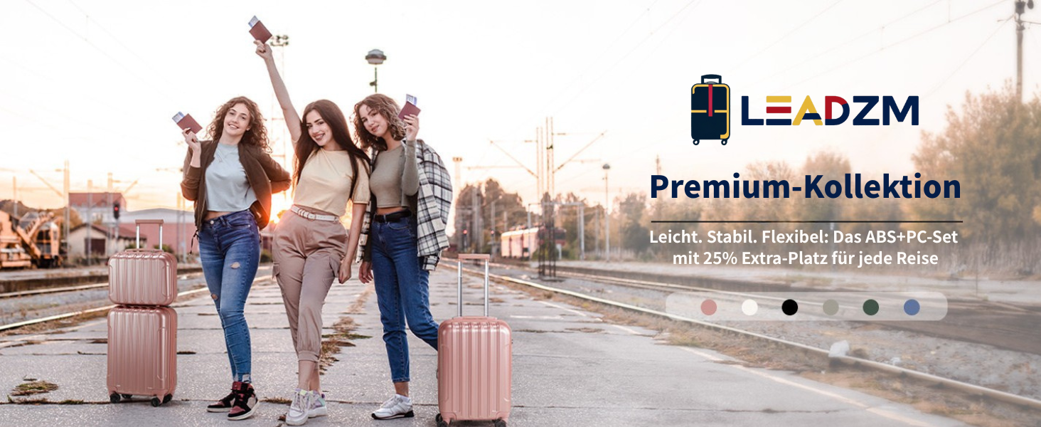 Набір валіз LEADZM 2 шт. з косметичною сумкою, валізи з ABS+PC, телескопічний ручка, ручна поклажа, градієнтний дизайн (сіро-блакитний)