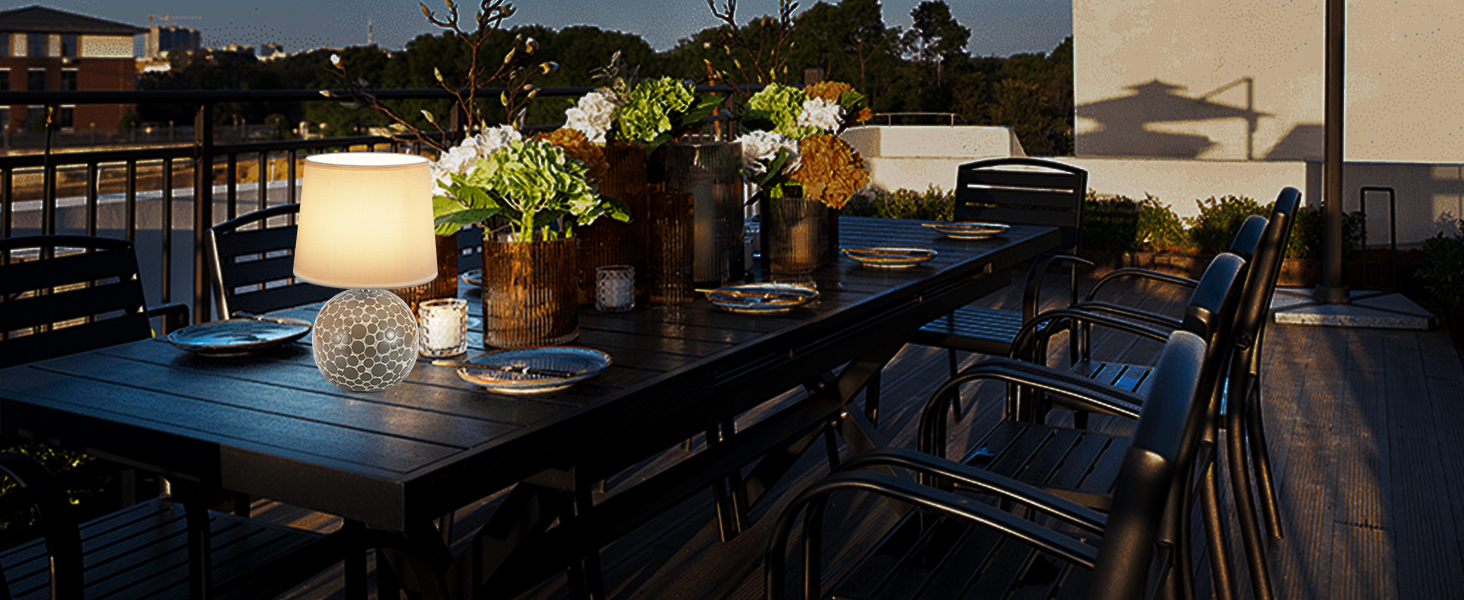 EGOBASIC Лампа настільна керамічна акумуляторна з пультом, 12 кольорів RGB, диммування, таймер, для вітальні, спальні, їдальні