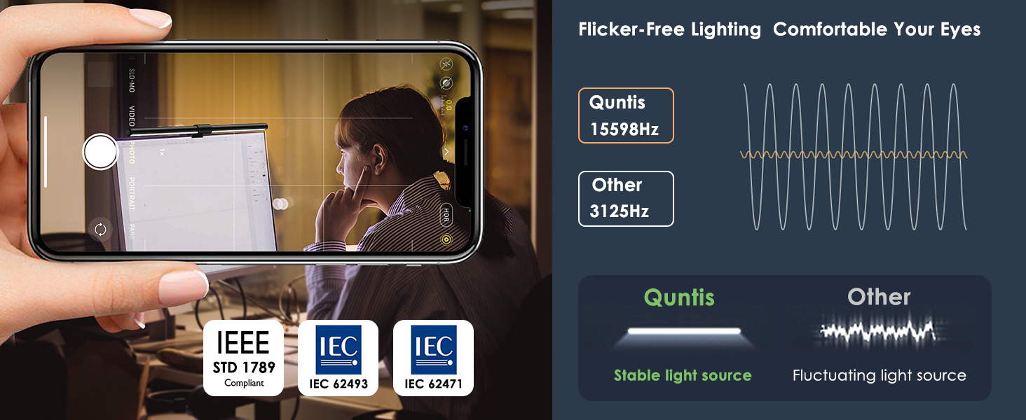 LED лампа для монітора Quntis 52 см з сенсорним керуванням, регулюванням яскравості та температури кольору, захистом від синього світла