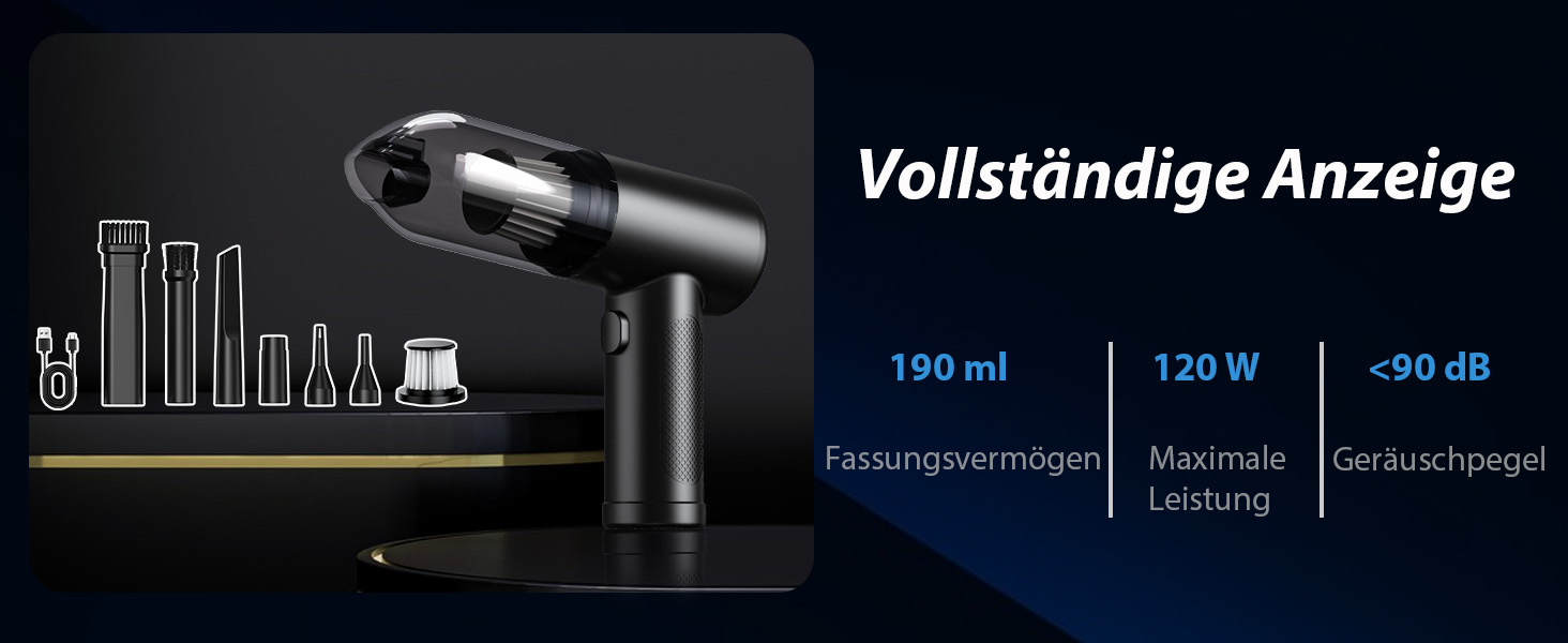 Акумуляторний ручний пилосос NEU 2026 для авто та дому, бездротовий міні-пилосос 28000Па з безщіточним двигуном та функцією самоочищення, 4-в-1, чорний з золотом
