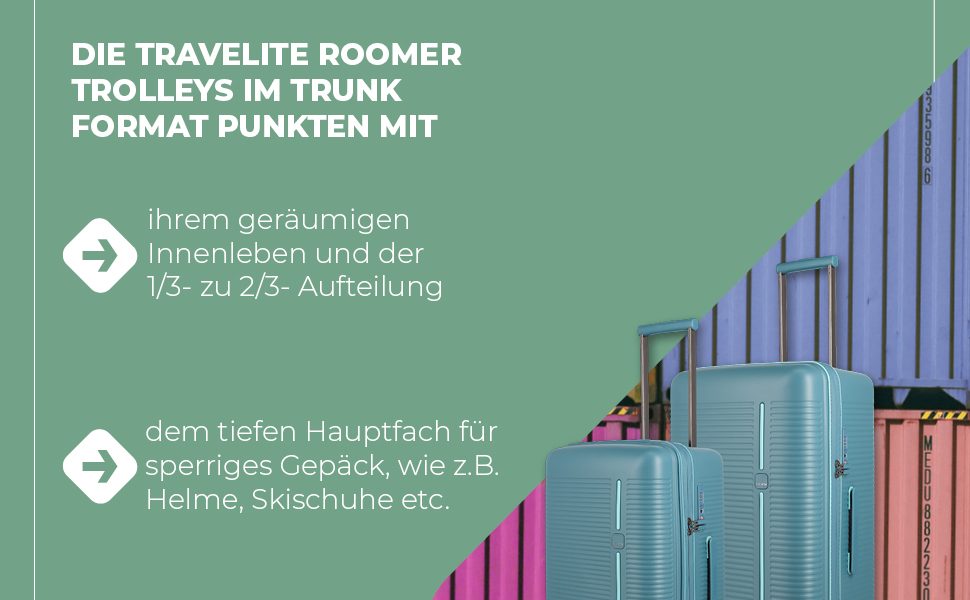 Набір валіз Travelite Roomer 2 шт. (L/M) з TSA замком, Aqua | Чотириколісні валізи з розширенням