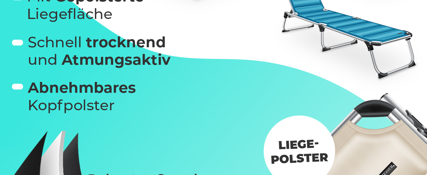 Розкішна шезлонг KESSER Sun з дахом для саду: регульована спинка, зручний матеріал, алюмінієвий каркас, портативна, чорний колір