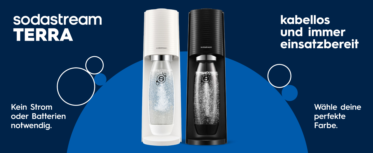 Сифон для газування води SodaStream TERRA Family Pack: 3 пляшки по 1л та циліндр CO2, чорний