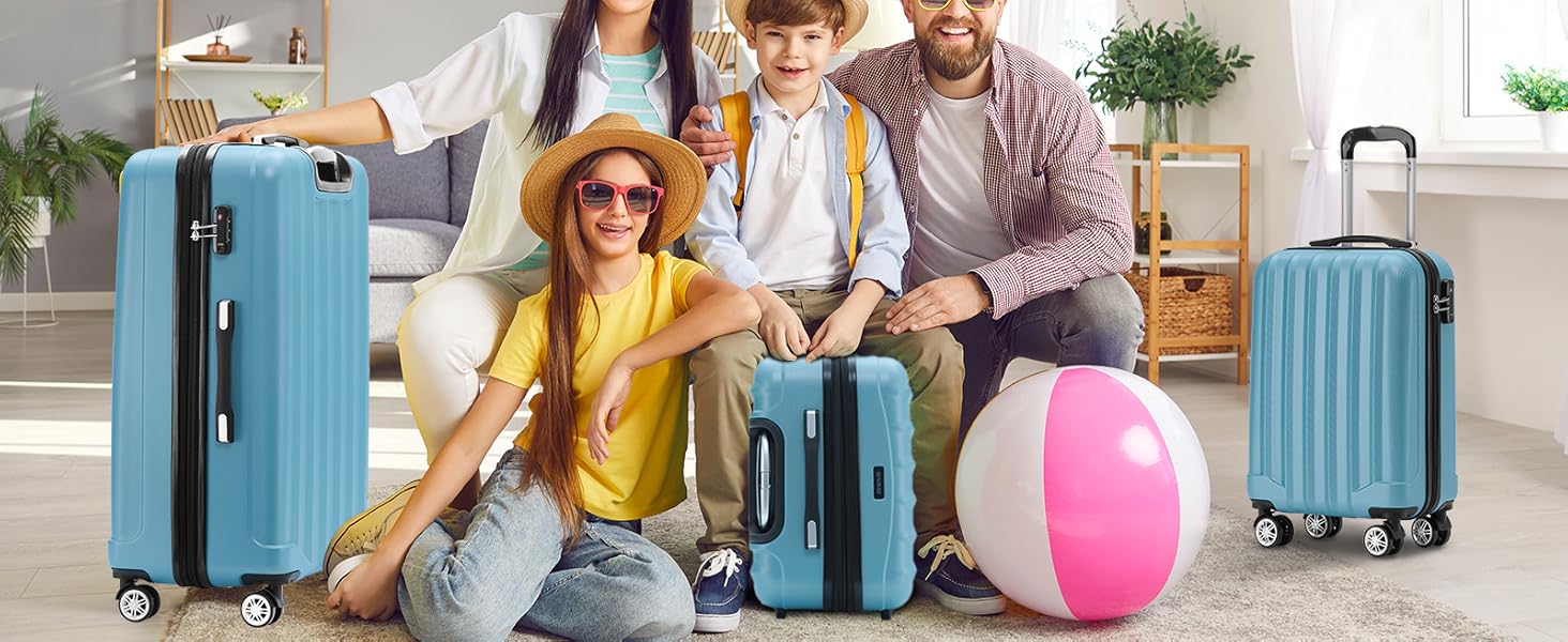 Чемодан Beibye TSA-Schloß 2080 з подвійними колесами, набір (бірюзовий)