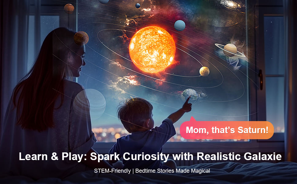 Проєктор зоряного неба Sternenhimmel 13 в 1: Галактика, Астронавт, Планетарій для декору кімнати, подарунок дітям та дорослим - Чорний (Білий-про)