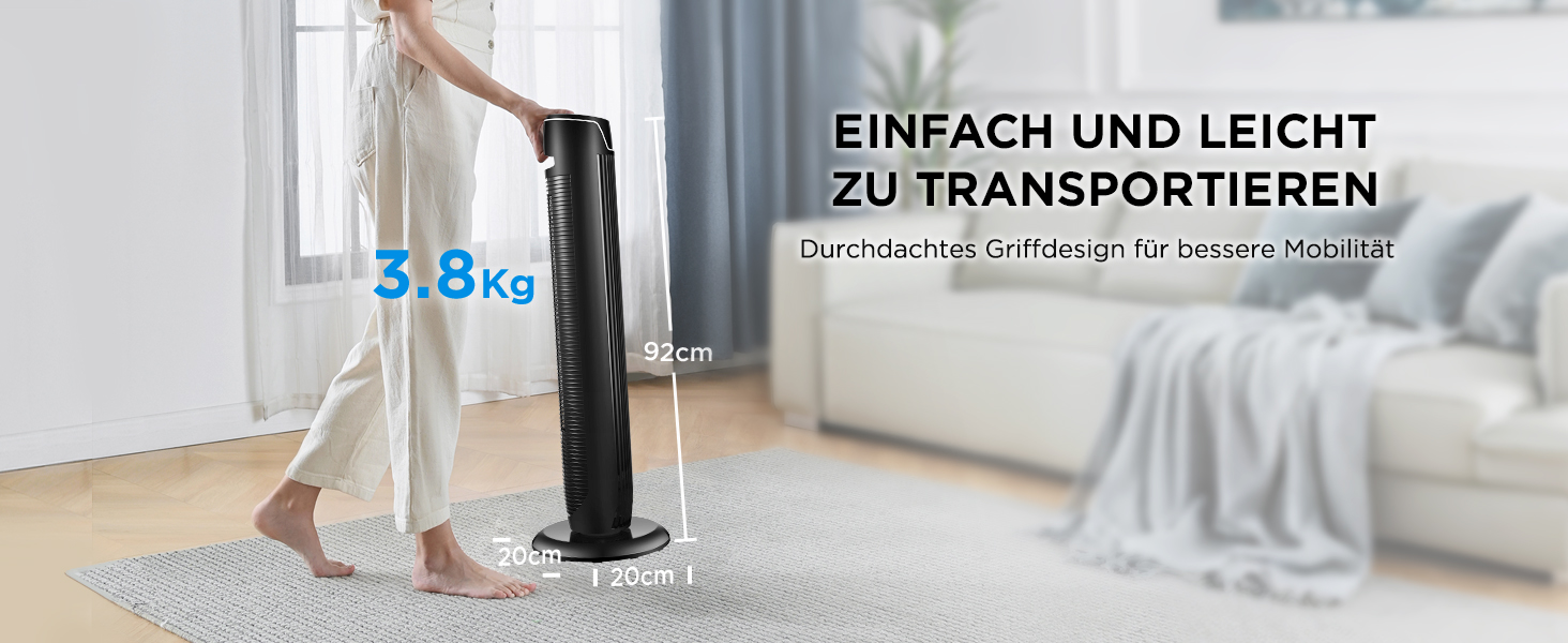 Вентилятор підлоговий Midea FZ10-17JR 92 см з пультом, 3 режими, 3 швидкості, таймер 7 год, чорний