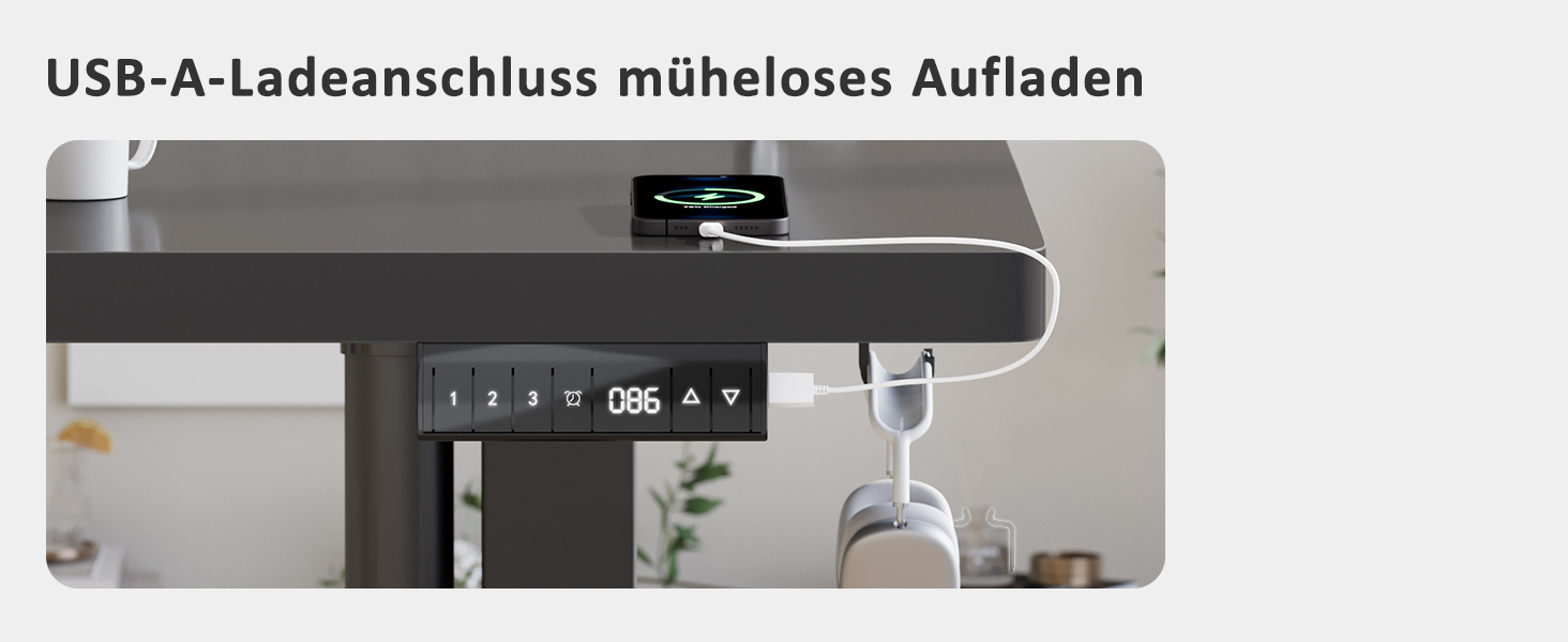 Регульований стіл Homall 200x80 см з USB-портом, електричний, з органайзером для кабелів, пам'ять позицій, для комп'ютера, чорний