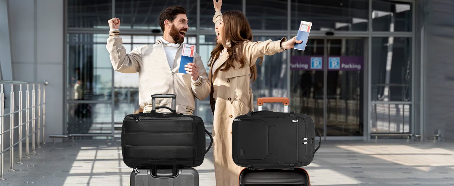 Рюкзак KONO для ручної поклажі літака, великий, водонепроникний, 55 x 35 x 20 см, 38L (Чорний)