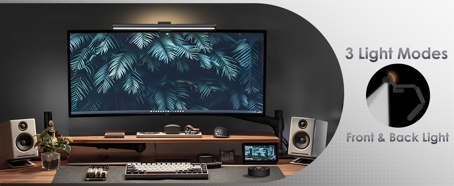 Quntis Лампа для монітора з підсвічуванням 42,5 см, RGB, з пультом дистанційного керування, регулювання яскравості та колірної температури, для офісу та дому