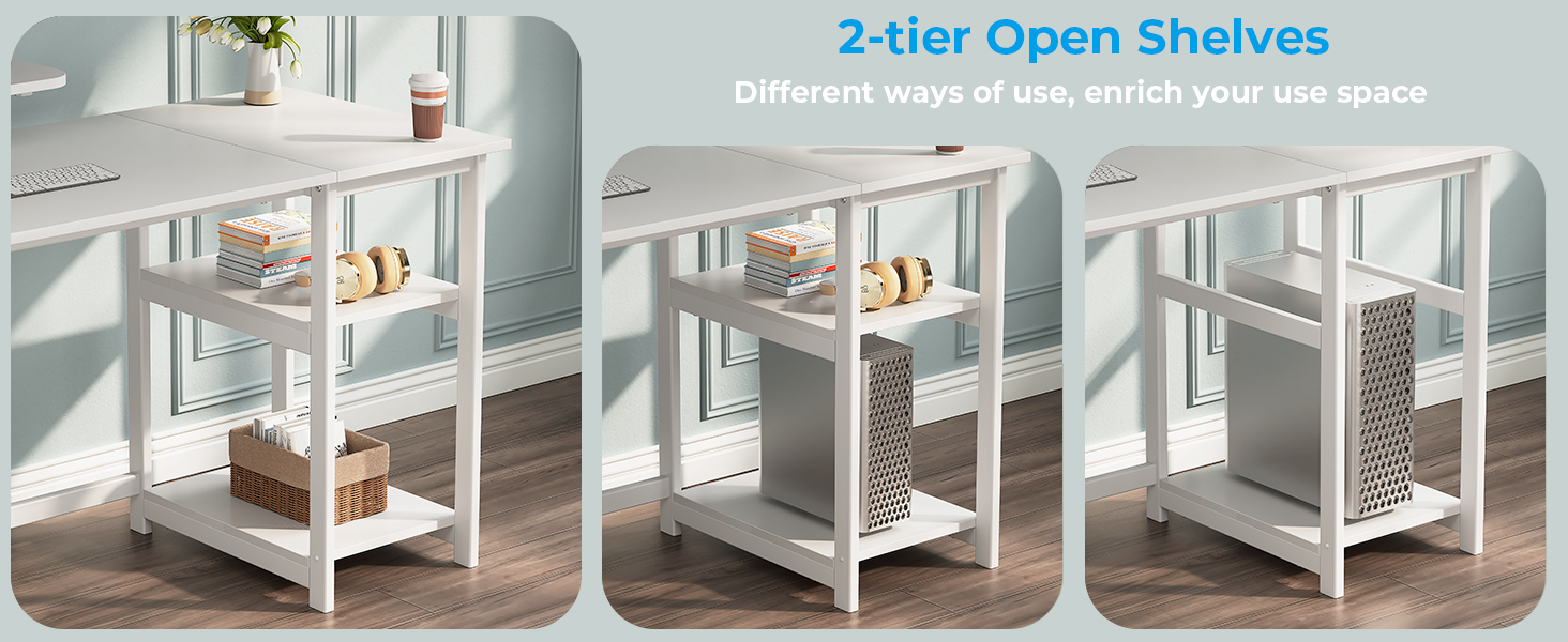 Компактний білий стіл GreenForest 100x50 см з місцем для зберігання та підставкою для монітора – ідеальний для дому та офісу