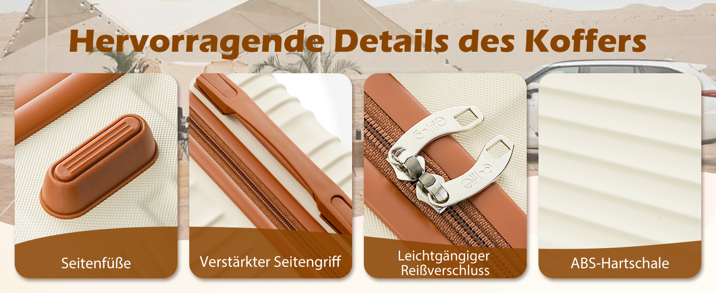 Набір валіз COOLIFE 3 шт: великий дорожній набір 71 см + сумка та косметичка | ABS, 360° колеса, TSA-замок | Ідеально для подорожей, круїзів, навчання за кордоном, сімейного відпочинку | Жовто-чорний колір