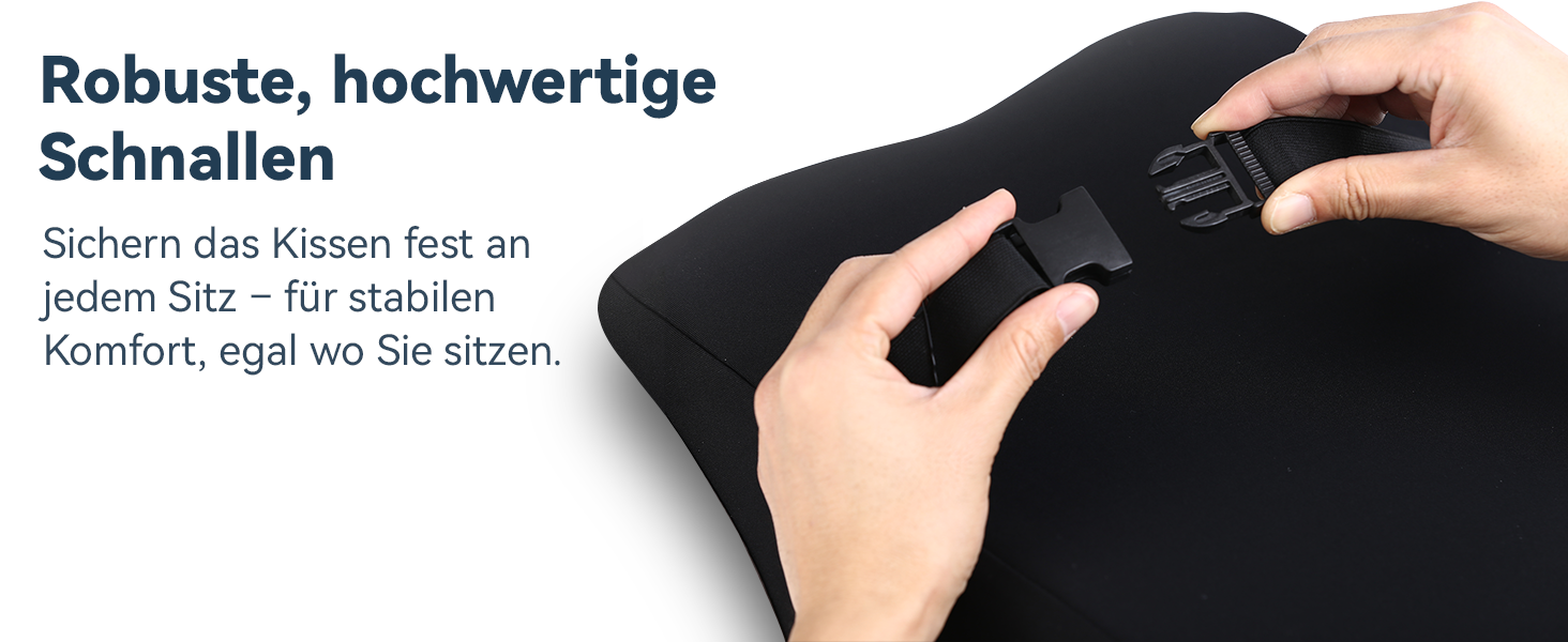 Подушка для спини Ergonomisches RückenKissen Travel Ease з гелевою піною Memory Foam, для офісного крісла, з антистатичним, приємним до шкіри чохлом, для комфортної посадки (Чорний)