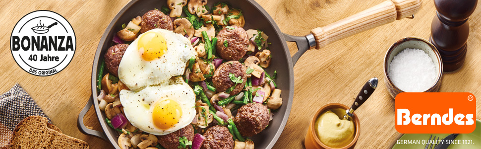 Сковорода Berndes BONANZA 24 см, алюмінієвий лиття, антипригарне покриття, квадратна, сіра