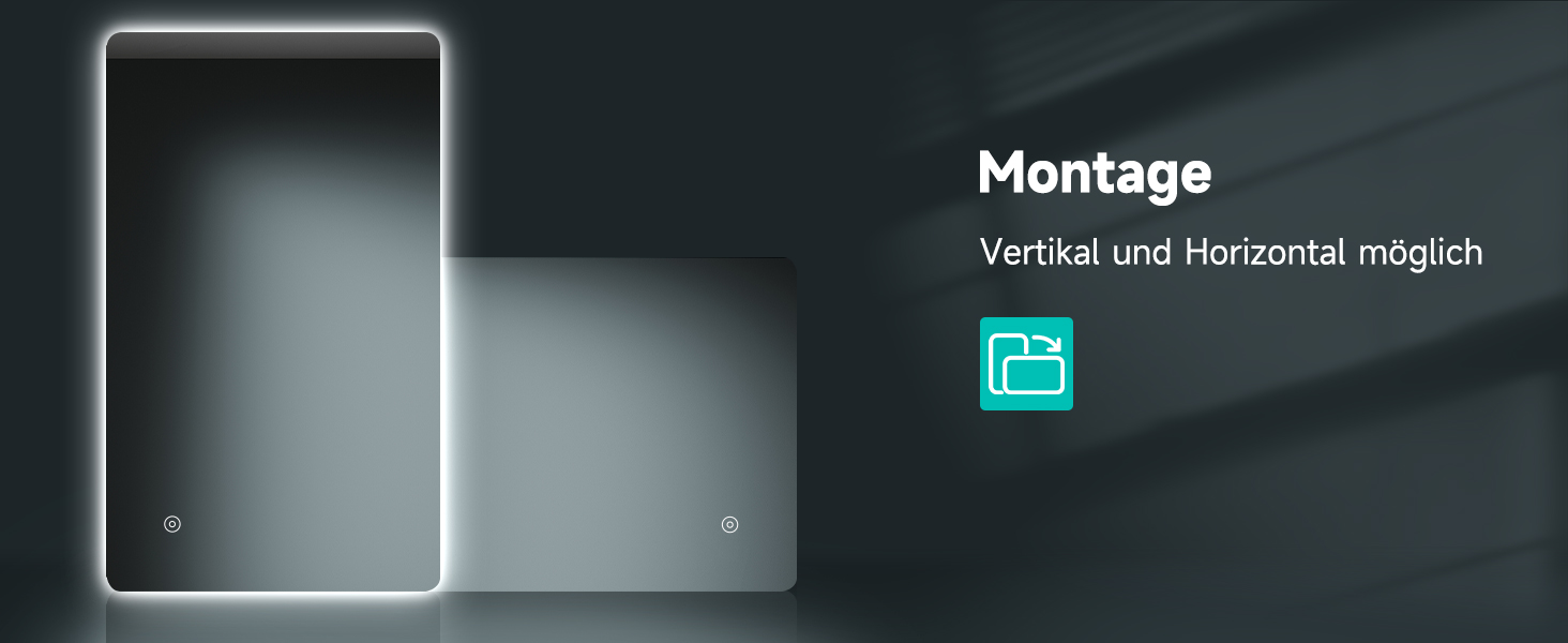 Дзеркало для ванної кімнати SONNI з підсвічуванням 80x60 см, антизапар, LED, сенсорний вимикач, колір світла: холодний/нейтральний/теплий