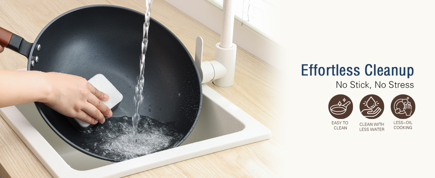 Кордісен Вок з антипригарним покриттям 33 см, 5.6 л з кришкою, без хімічного покриття, попередньо приправлений, підходить для індукційних, електричних та газових плит