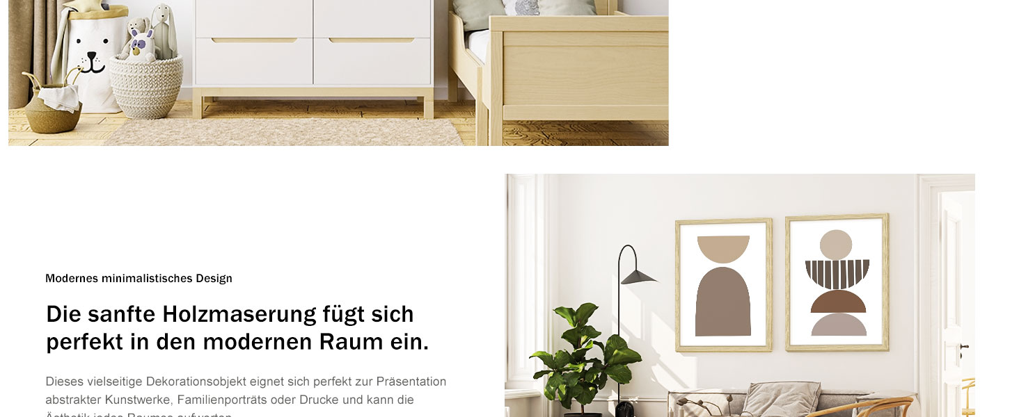 Набір фоторамок 3 шт 70x50 см з дерева для фото, картин, постерів (натуральне дерево)