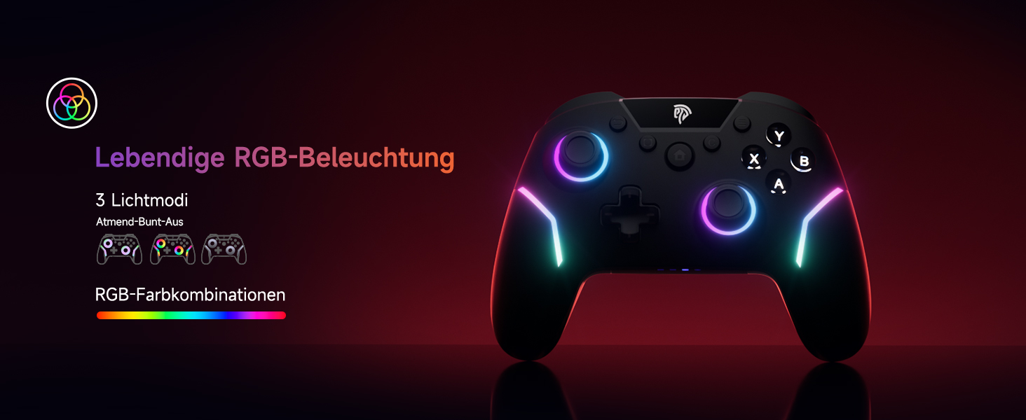 Бездротовий контролер EasySMX X20 з RGB підсвічуванням для PC, Switch, Android. 2 в 1 тригери, знімний джойстик, механічні кнопки, 6-осьовий гіроскоп, білий (чорний)