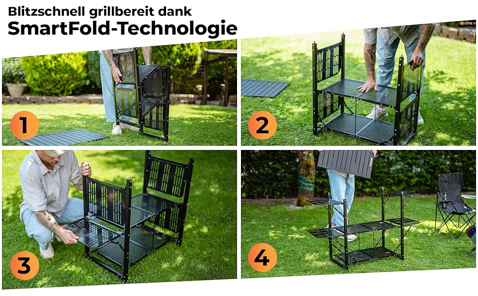 Зручний складаний гриль-стіл Outdoor для відпочинку на природі | Стіл для гриля, балкона, кемпінгу, саду | Складаний гриль-комплект з алюмінію, стійкий до корозії, витримує до 50 кг, з сумкою