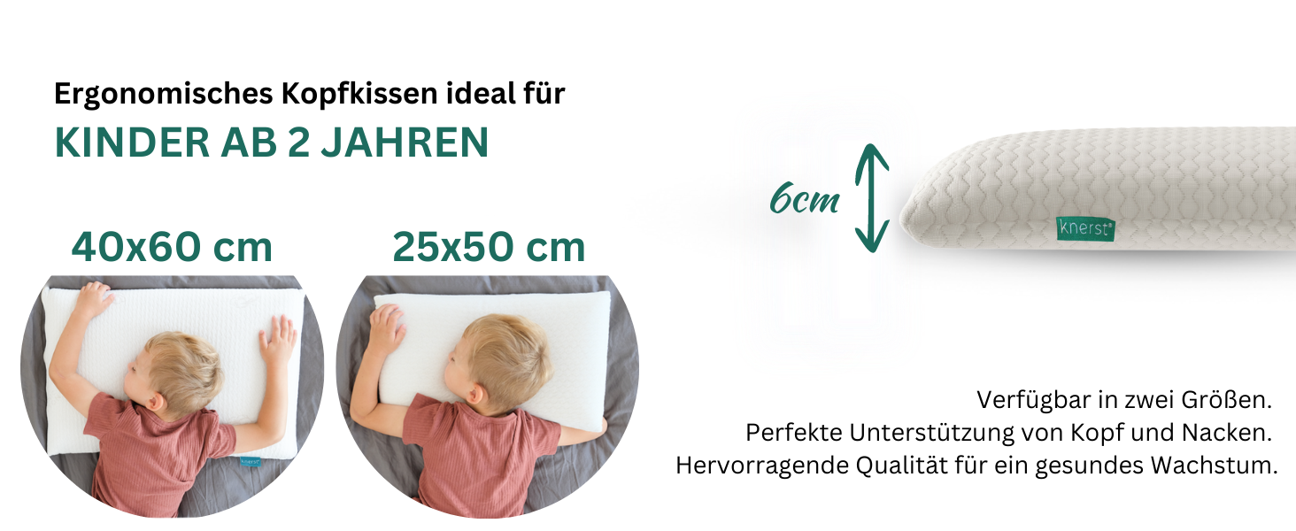 Дитяча ергономічна подушка KNERST 25х50 см з піною пам'яті для спокійного сну