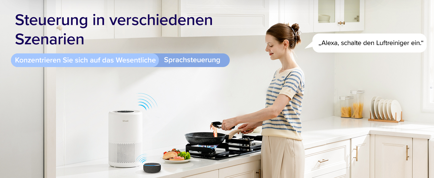 Повітряний фільтр LEVOIT Core 200S: очищувач повітря з HEPA-фільтром, для спальні, з керуванням через додаток, нічний режим та таймер, білий матовий