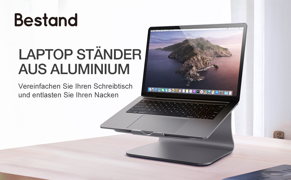 Підставка для ноутбука з алюмінію, сіра, для MacBook Air/Pro, Dell, HP, Lenovo, Microsoft Surface, Samsung (11-16 дюймів)
