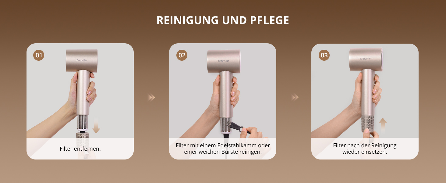 Іонний фен для волосся з безщіточковим двигуном 180 000 об/хв, компактний дорожній фен з 4 режимами температури та захистом від перегріву, колір Oro Champán