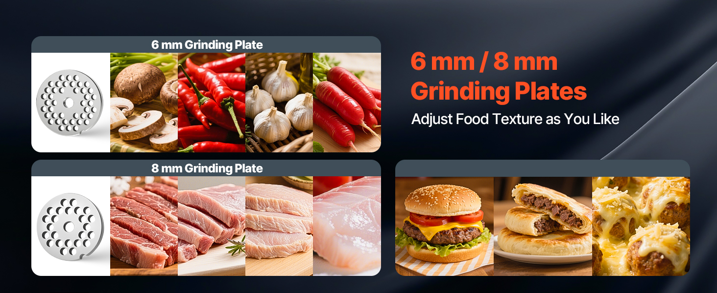 Електрична м'ясоподрібнювач VEVOR, 850 Вт, 3.2 кг/хв, з лезом та диском, для кухні та ресторану