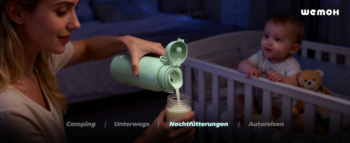 Портативний підігрівач для пляшечок Wemoh з самоочищенням, точним контролем температури, 450 мл та швидким нагрівом 100W для дитячого харчування та води