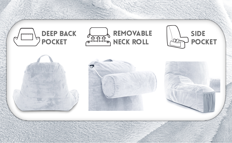 Подушка для чоловіків - сіра, велика, для читання та відпочинку в ліжку з підлокітниками. Висока спинка, преміум піна з пам'яті, знімна подушка для шиї на еластичному шнурі. Середня оригінальна версія | Темно-зелений |